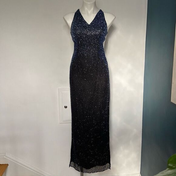 Scala Y2K Fully Beaded Silk Formal Dress Prom - Picture 15 of 15